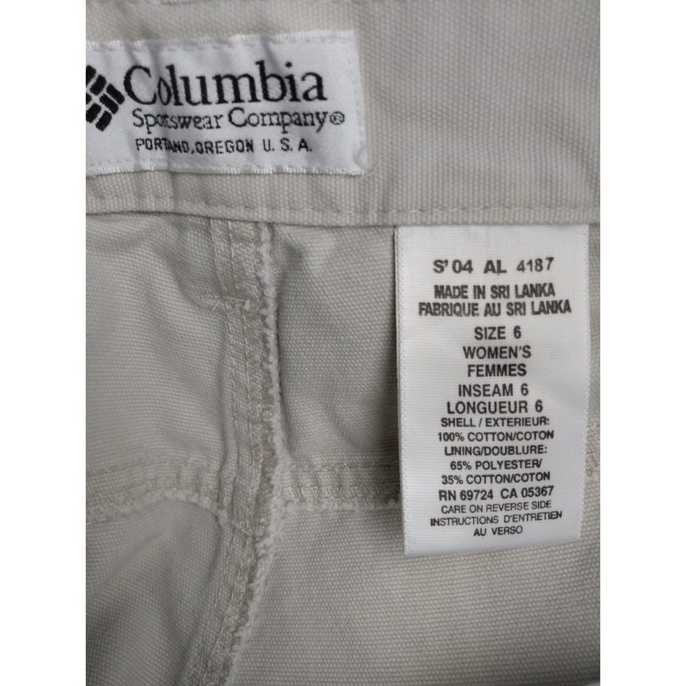 Columbia Womens Chino Shorts Beige Lined Flat Front 100% Cotton Size 6 - Picture 7 of 7